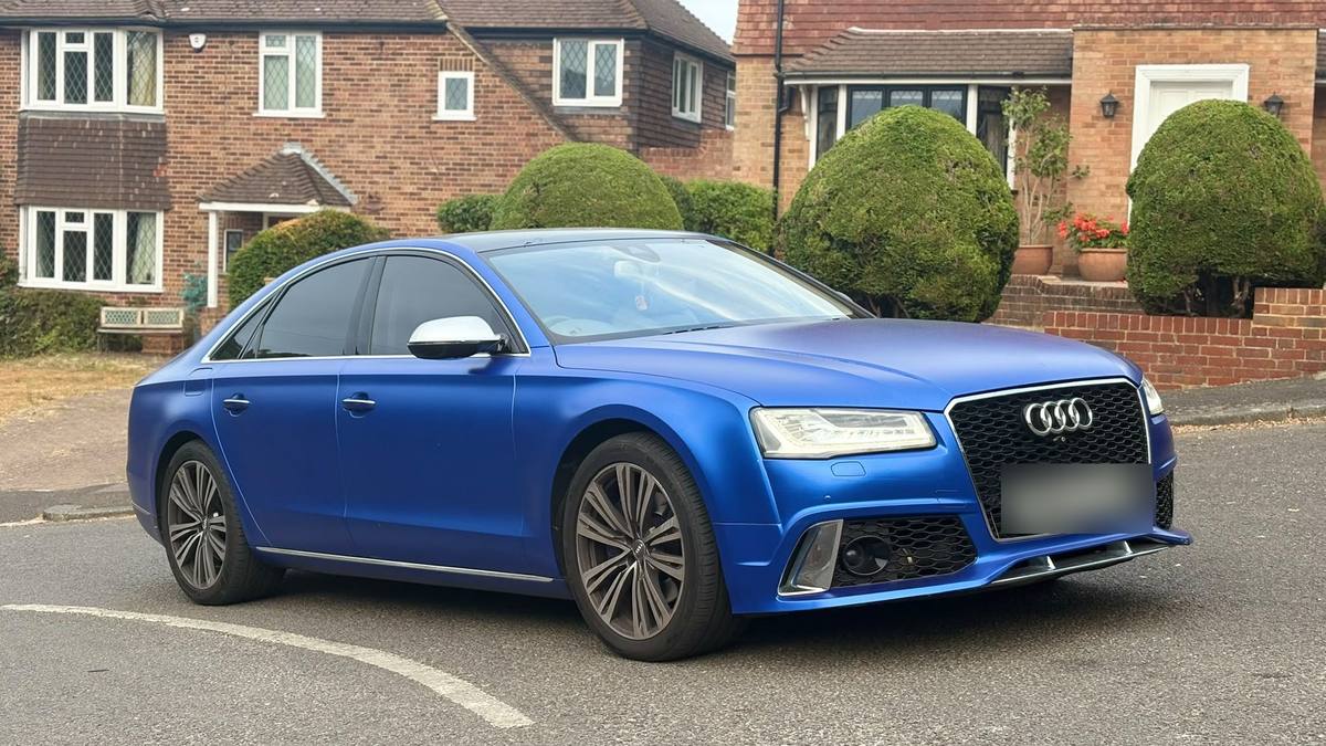 Blue Audi A8 saloon